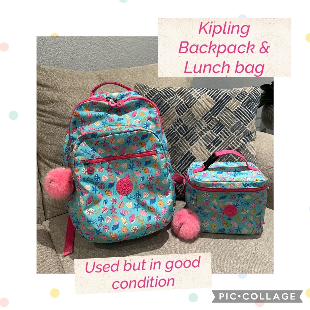 Used Kipling Seoul Large 15" Laptop Backpack & Lunch Bag